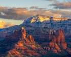 USA, Arizona. Sunrise on mountain and valley landscape. Art Print